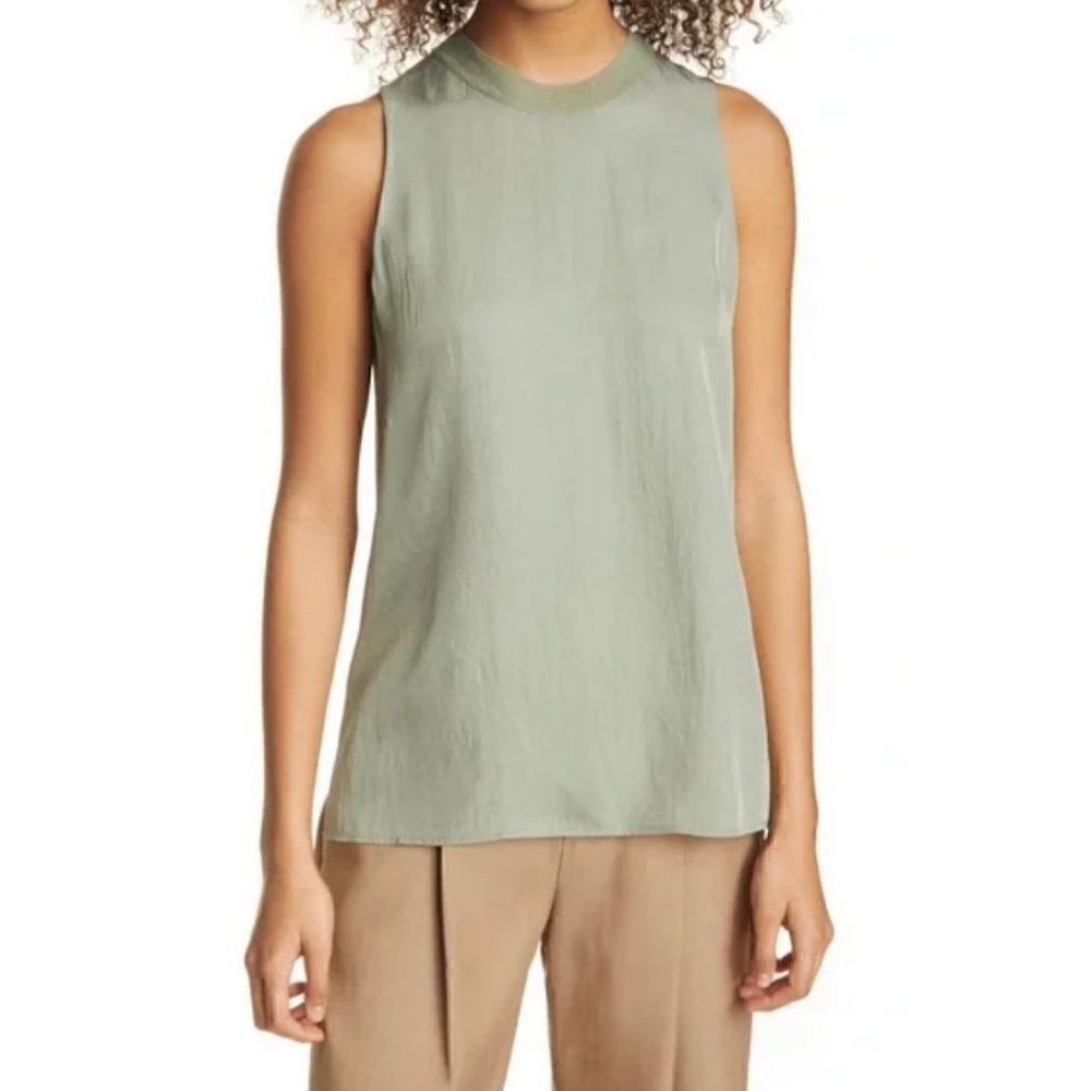 Vince Ribbed Neck Tank In Green NWT Size XXS